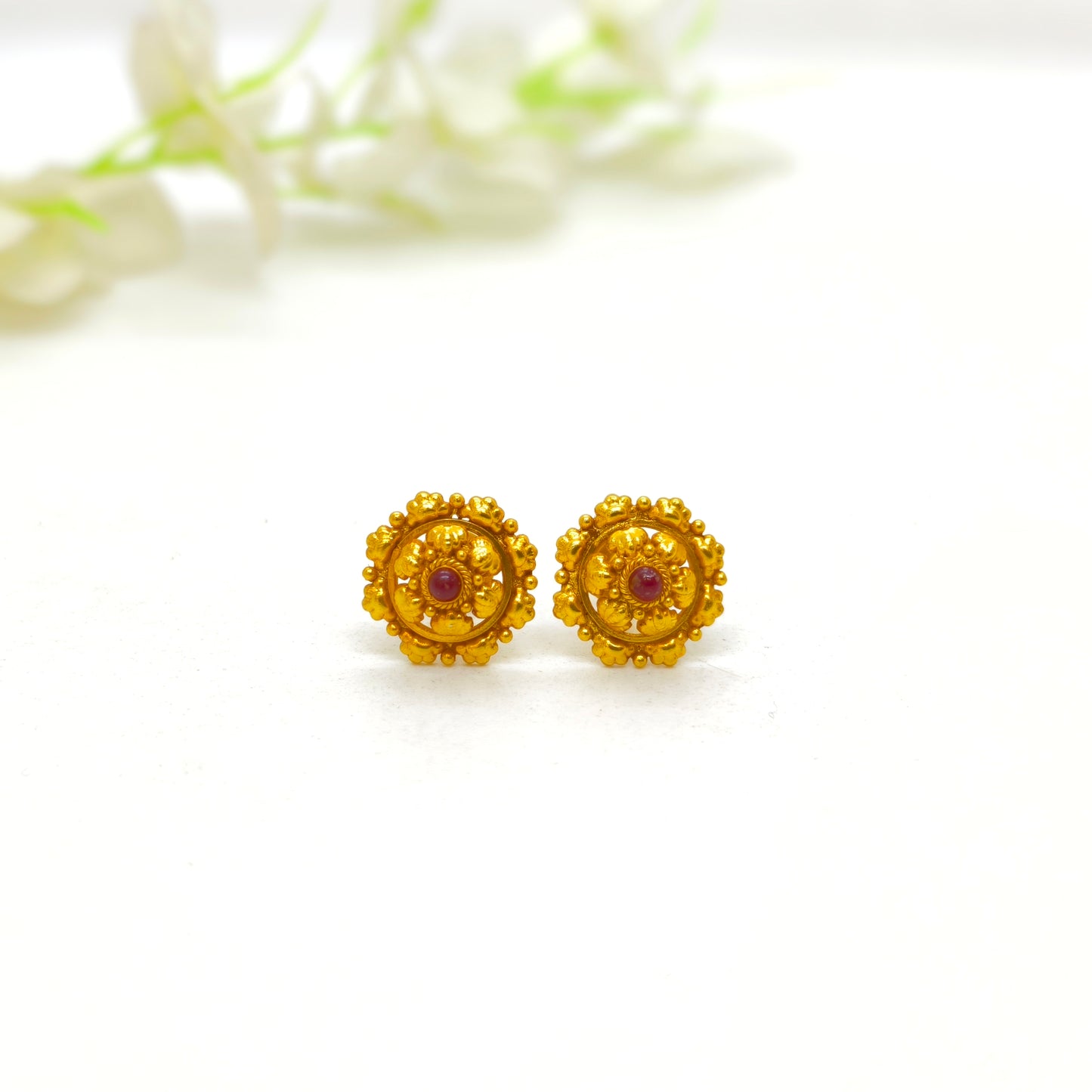 Centered Red Stone Stud