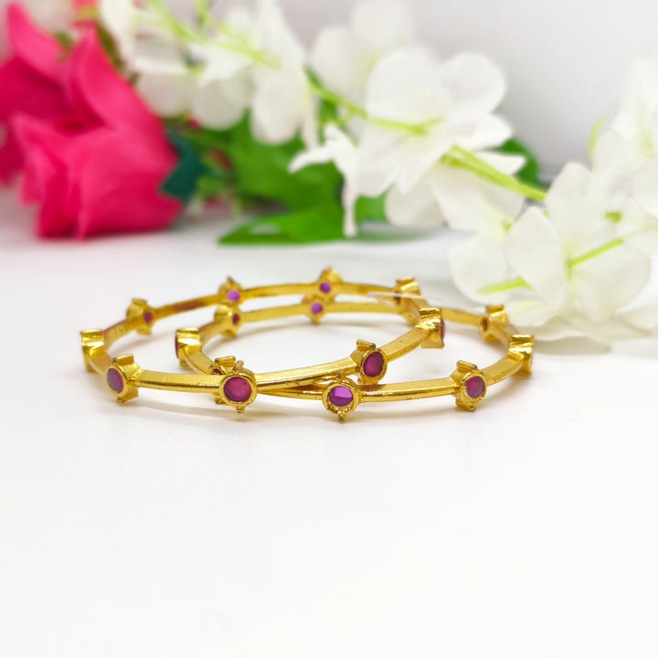 Light Red Stones Bangle - The Velli Kadai