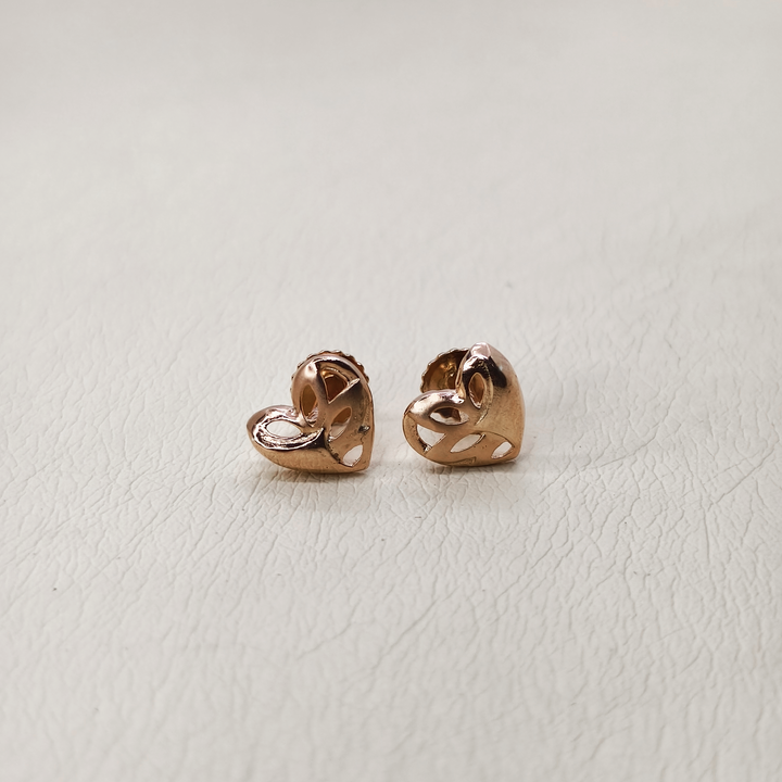 Heart-Shaped Casting Earrings with Side Design - The Velli Kadai