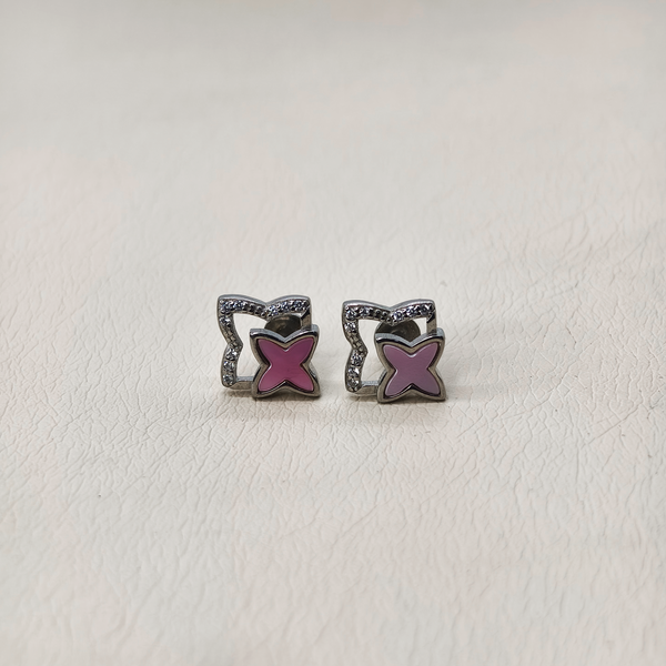 Pink Star Earrings with Stones - The Velli Kadai