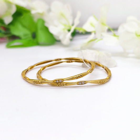 White Stones Silver Antique Bangle - The Velli Kadai