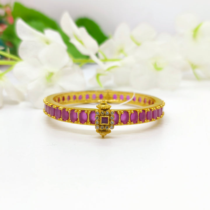 Silver Ruby Bangle - The Velli Kadai