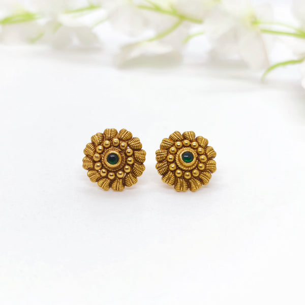 Antique Green Stone Stud - The Velli Kadai