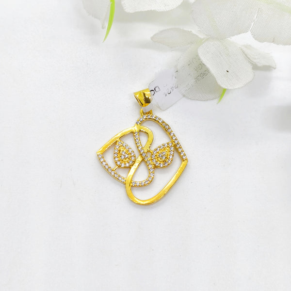 Heart Shaped Pendant with White Stones - The Velli Kadai