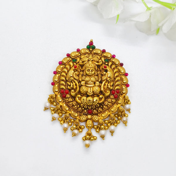 Lakshmi with White Beads Pendant - The Velli Kadai