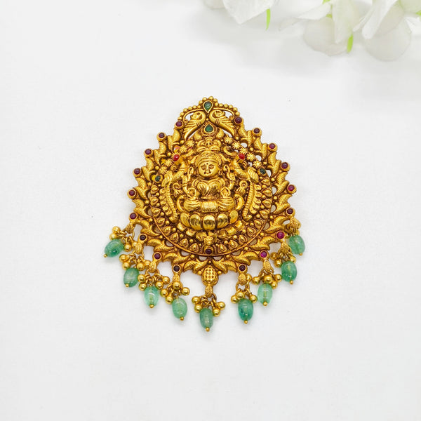 Lakshmi with Droplets Beads Pendant - The Velli Kadai