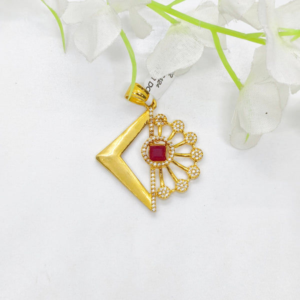 Half Flower White Stone Pendant - The Velli Kadai