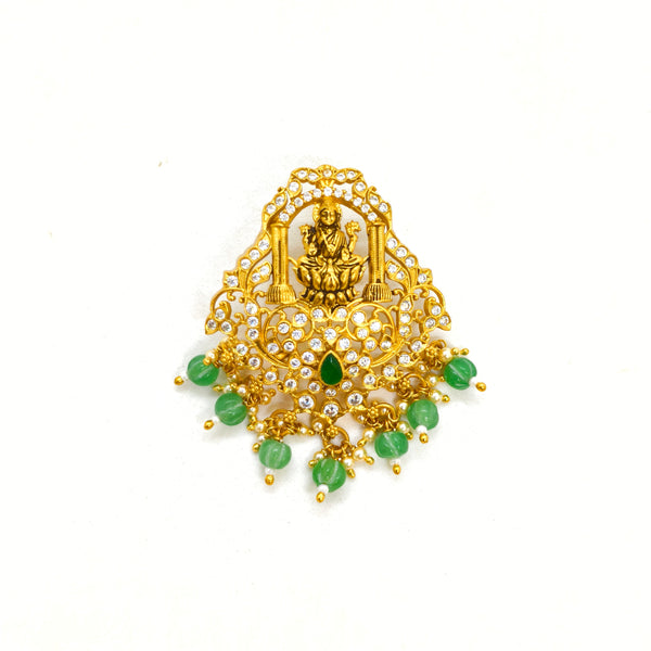 Lakshmi Pendant with Light Green Beads
