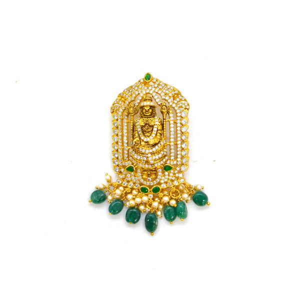 Perumal Pendant with Green Beads