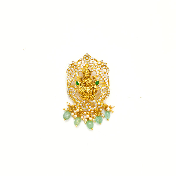 Lakshmi Pendant with Light Green Beads