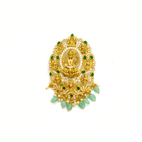 Lakshmi Pendant with Light Green Beads