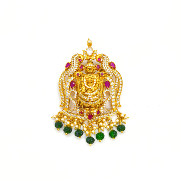 Perumal Pendant with Red Stones