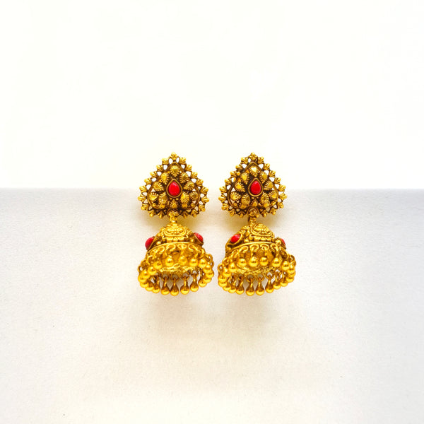 Red Stones Antique Jhumka