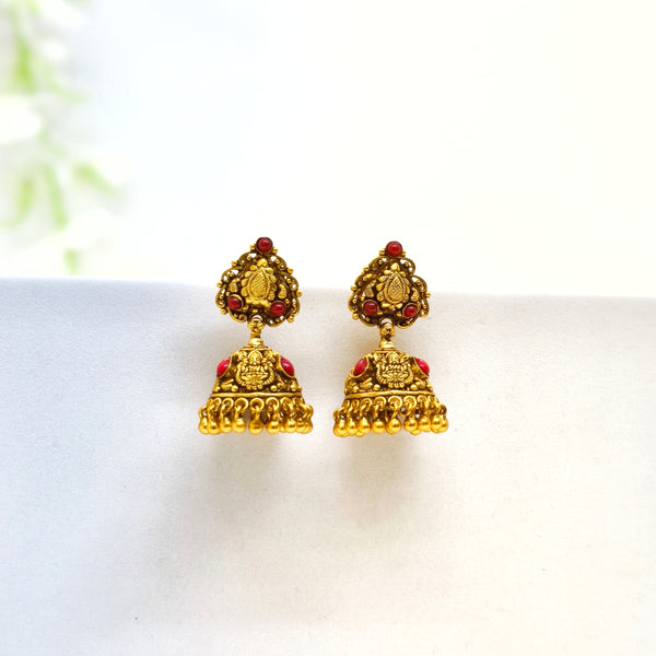 Red Stones Antique Jhumka
