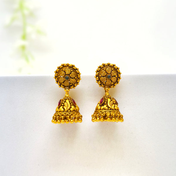 Green & Red Stones Antique Jhumka
