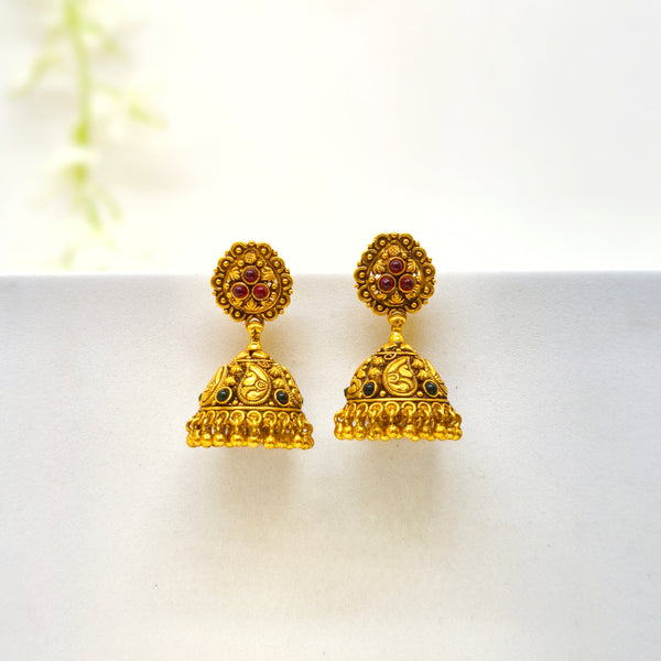 Red & Green Stones Antique Jhumka