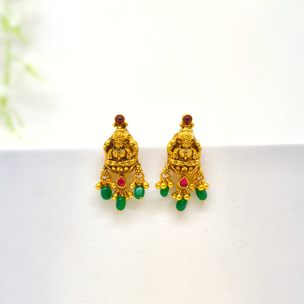Lakshmi Stud with Green Beads