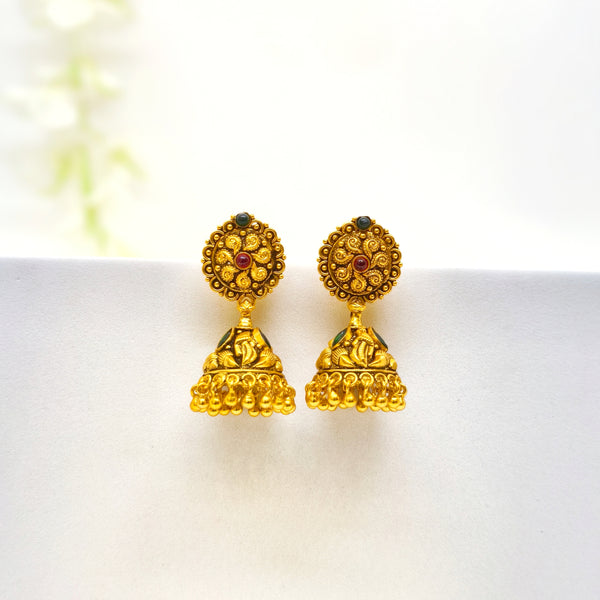 Green & Red Stones Antique Jhumka