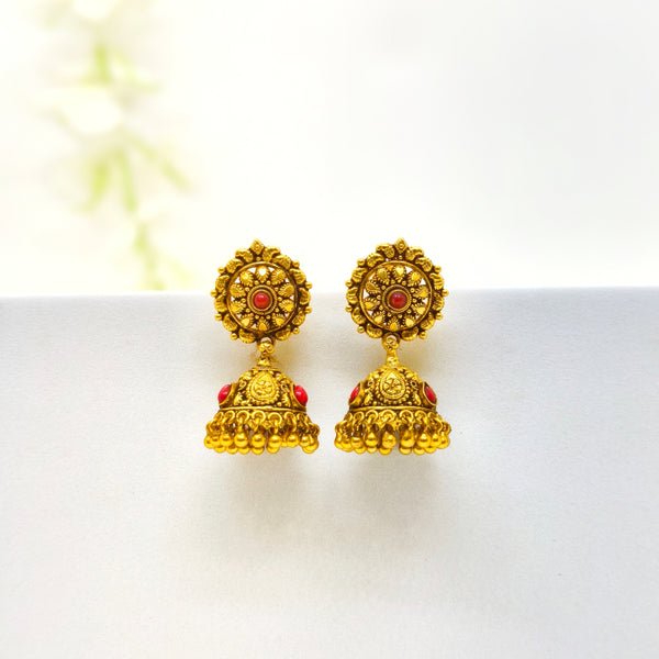 Red Stones Antique Jhumka