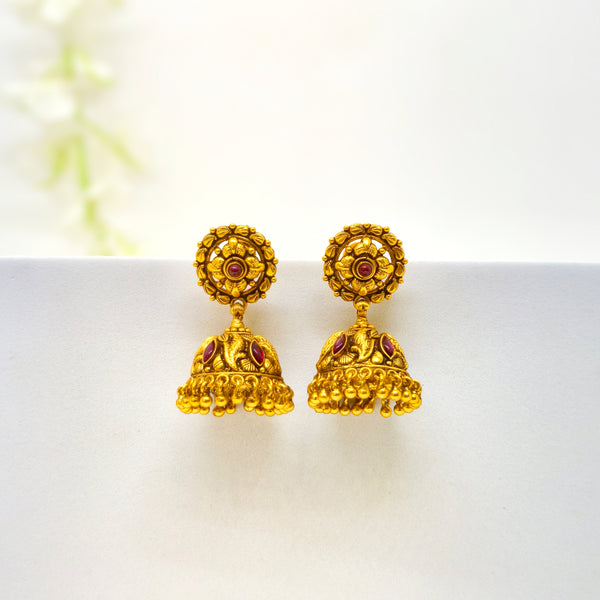Red Stones Antique Jhumka