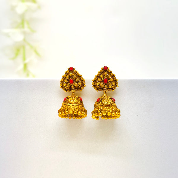 Red Stones Antique Jhumka