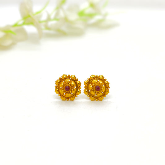 Centered Red Stone Stud