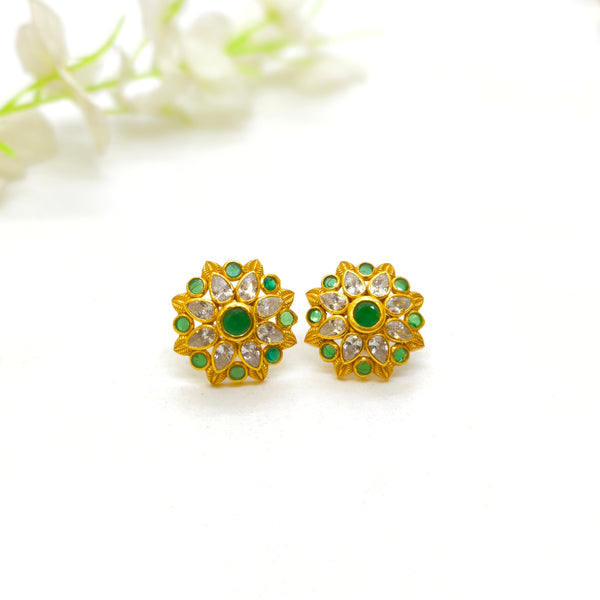 Green and White Stones Stud